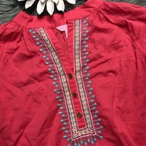Lilly Pulitzer shirt tunic top embroidered XS